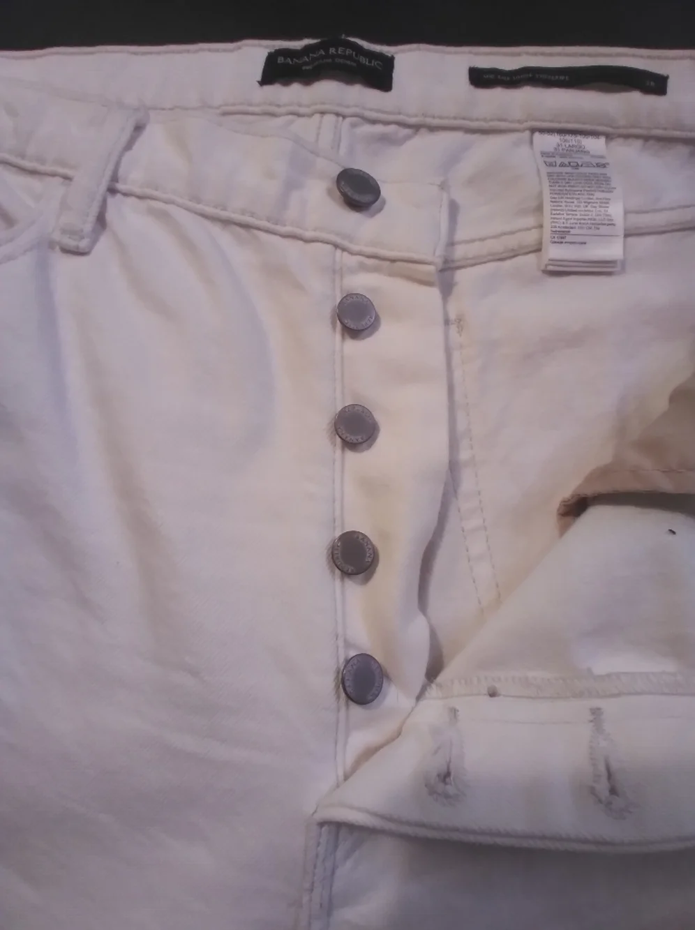 Banana Republic Mens Button Fly Cream Premium Mid Rise Loose Stovepipe Jean